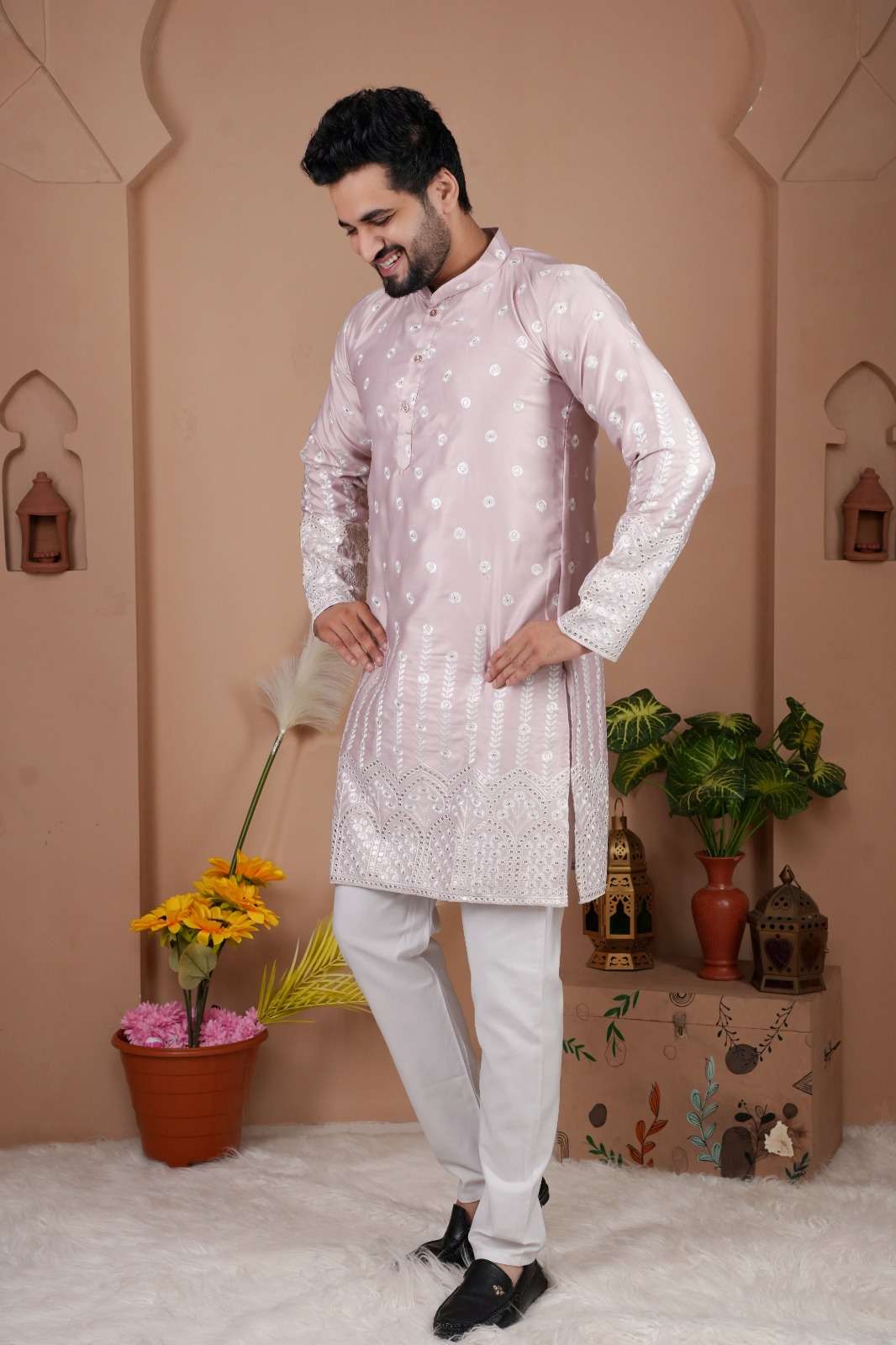 MENS WEAR-1 BY TEXOFAB IN GADWAL SILK WITH HEAVY EMBROIDERY SEQUENCE WORK & PAYJAMA 
