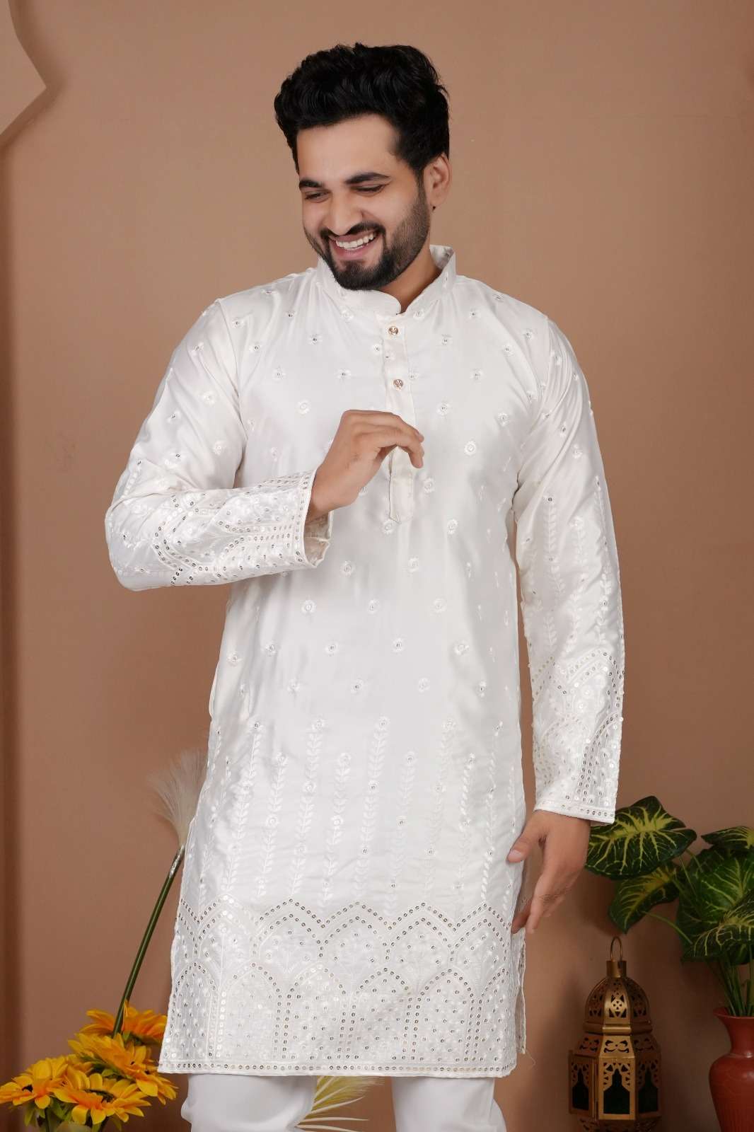MENS WEAR-1 BY TEXOFAB IN GADWAL SILK WITH HEAVY EMBROIDERY SEQUENCE WORK & PAYJAMA 