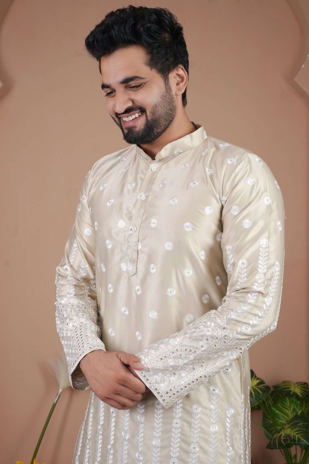 MENS WEAR-1 BY TEXOFAB IN GADWAL SILK WITH HEAVY EMBROIDERY SEQUENCE WORK & PAYJAMA 