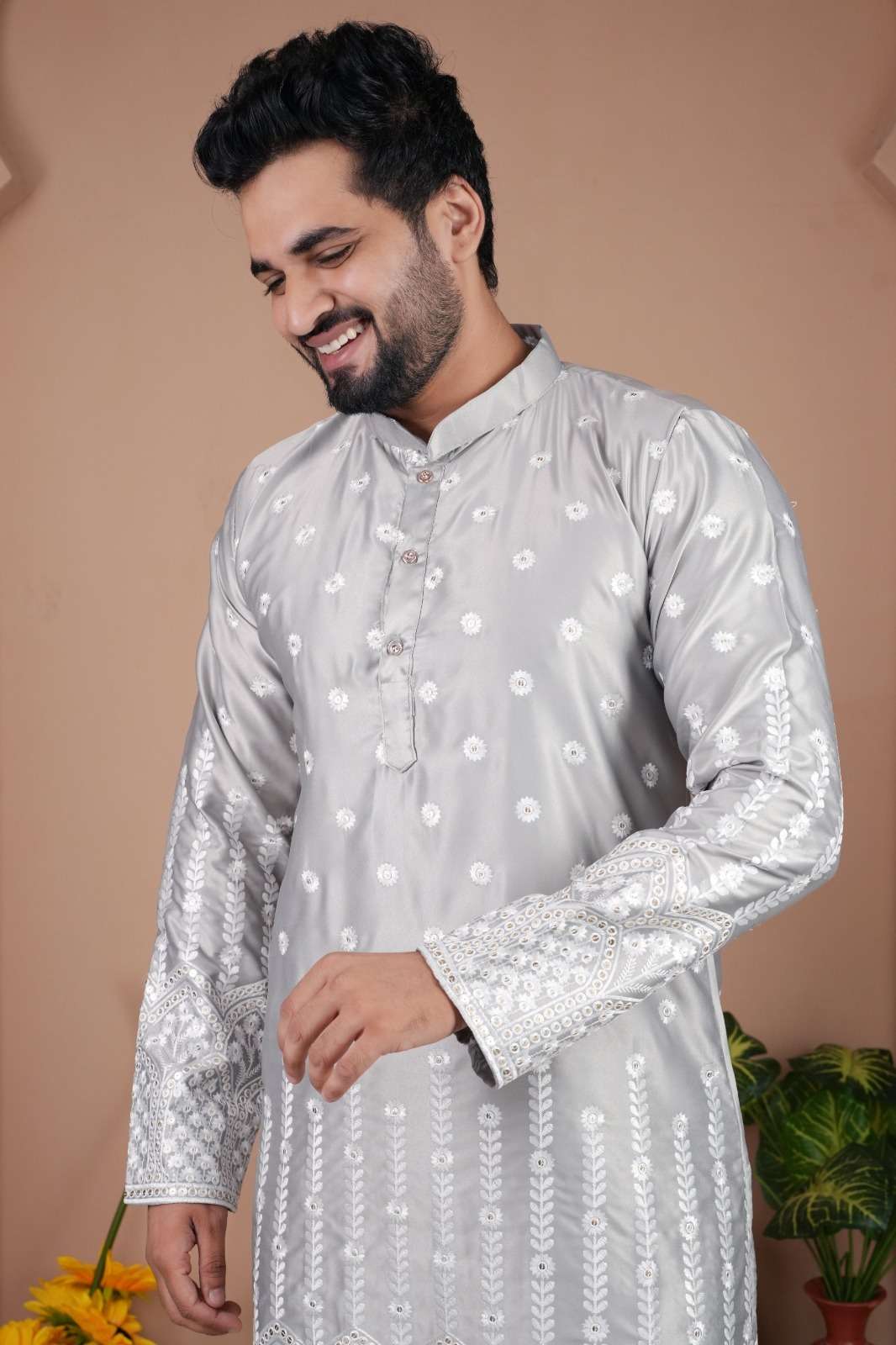 MENS WEAR-1 BY TEXOFAB IN GADWAL SILK WITH HEAVY EMBROIDERY SEQUENCE WORK & PAYJAMA 