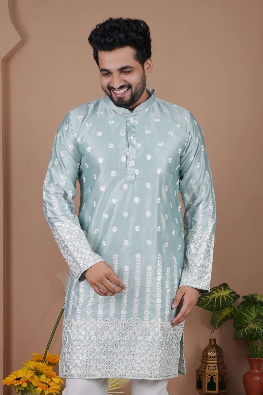 MENS WEAR-1 BY TEXOFAB IN GADWAL SILK WITH HEAVY EMBROIDERY SEQUENCE WORK & PAYJAMA 