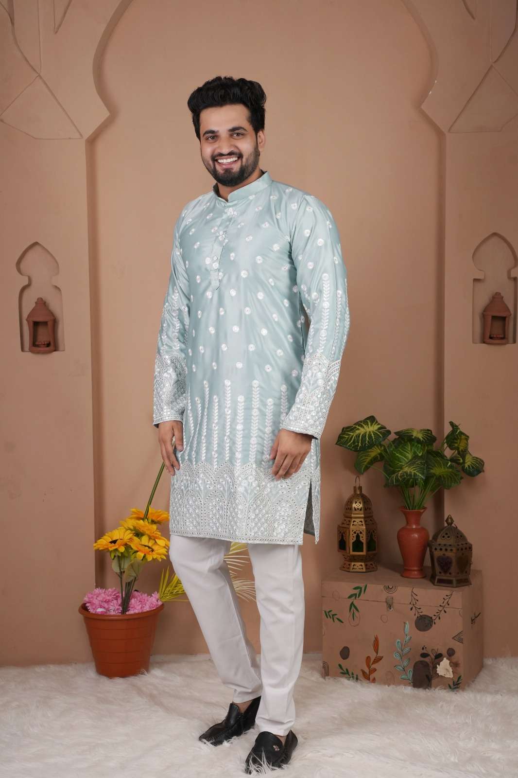 MENS WEAR-1 BY TEXOFAB IN GADWAL SILK WITH HEAVY EMBROIDERY SEQUENCE WORK & PAYJAMA 