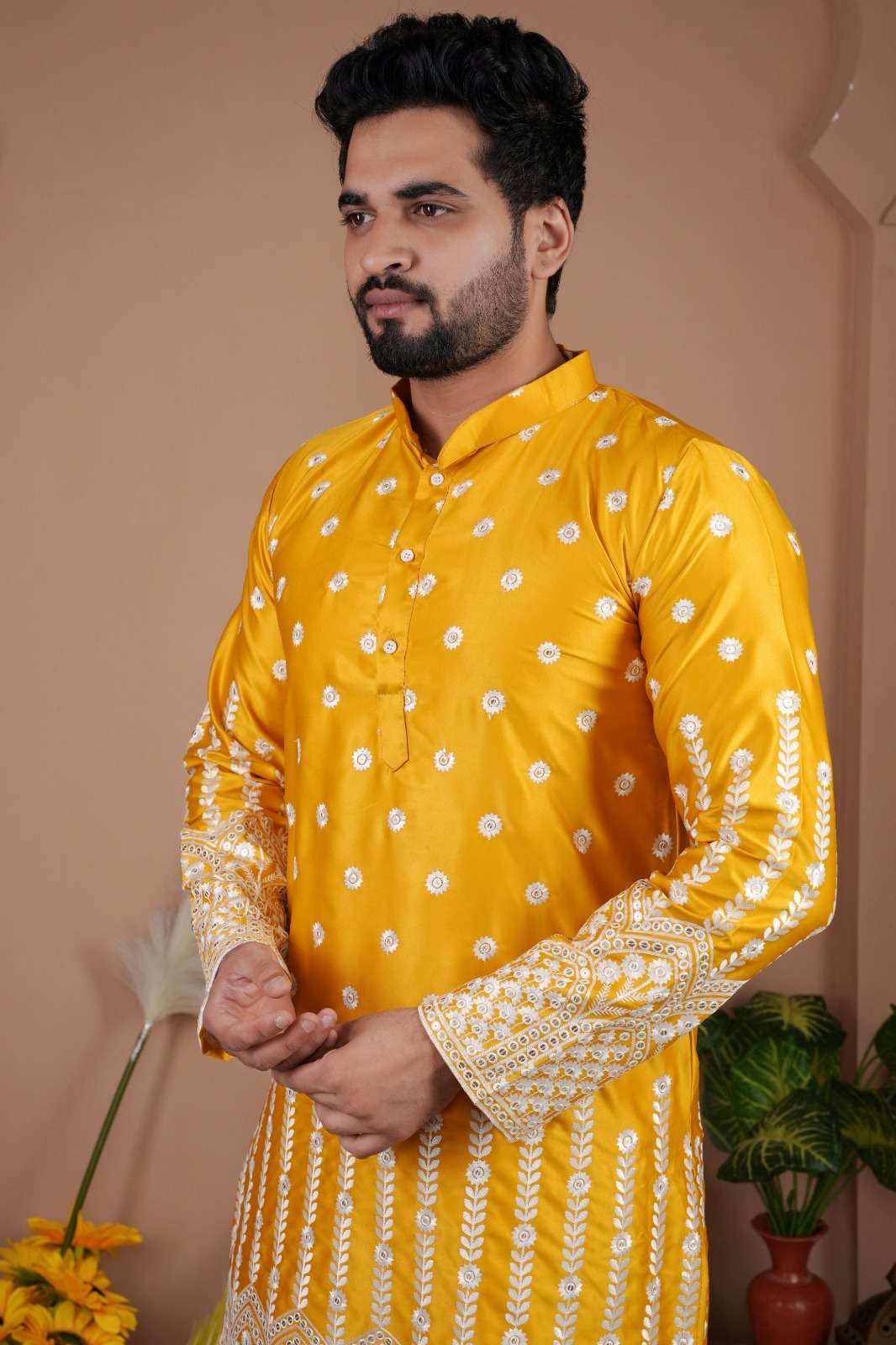 MENS WEAR-1 BY TEXOFAB IN GADWAL SILK WITH HEAVY EMBROIDERY SEQUENCE WORK & PAYJAMA 