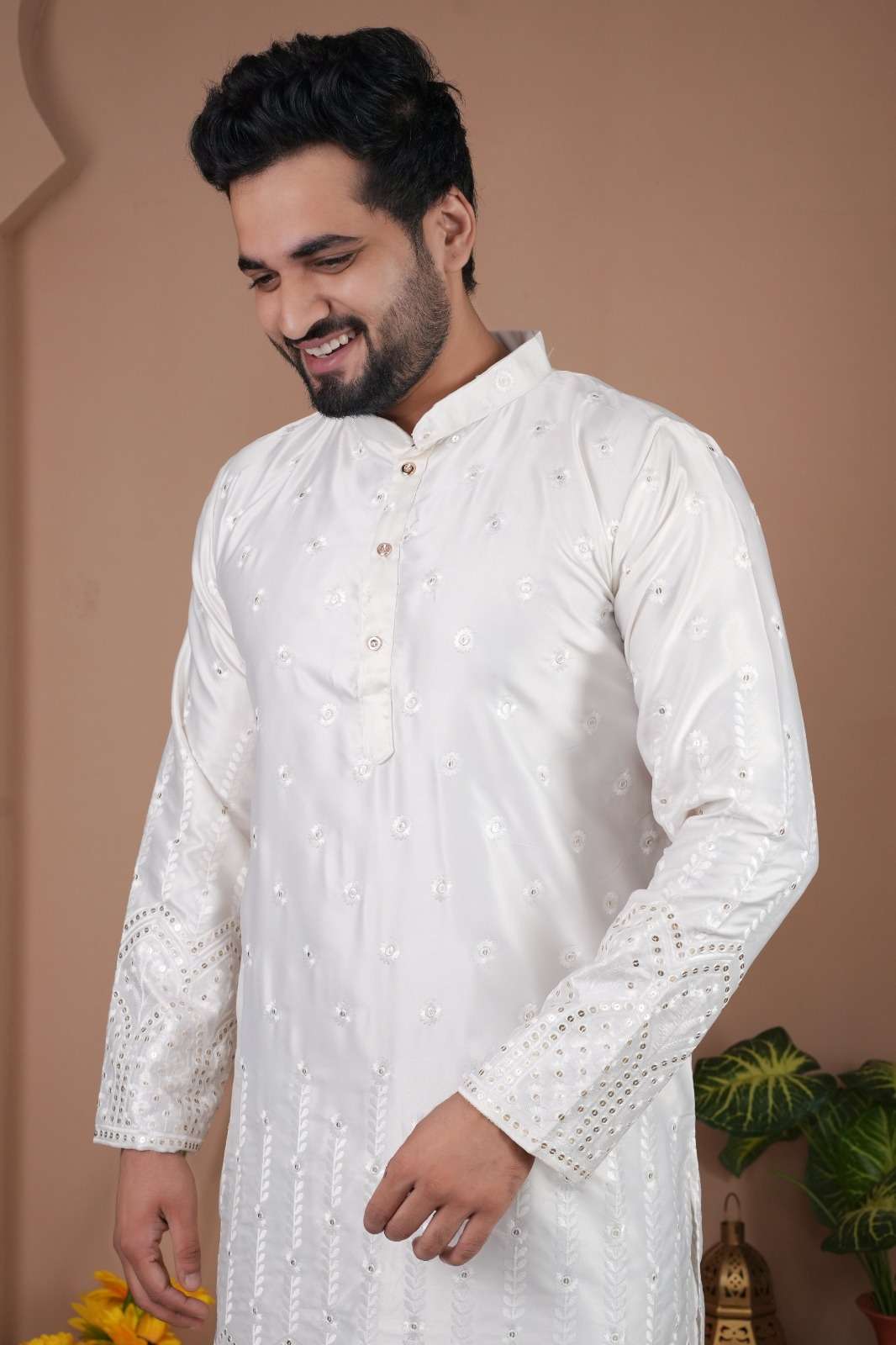 MENS WEAR-1 BY TEXOFAB IN GADWAL SILK WITH HEAVY EMBROIDERY SEQUENCE WORK & PAYJAMA 