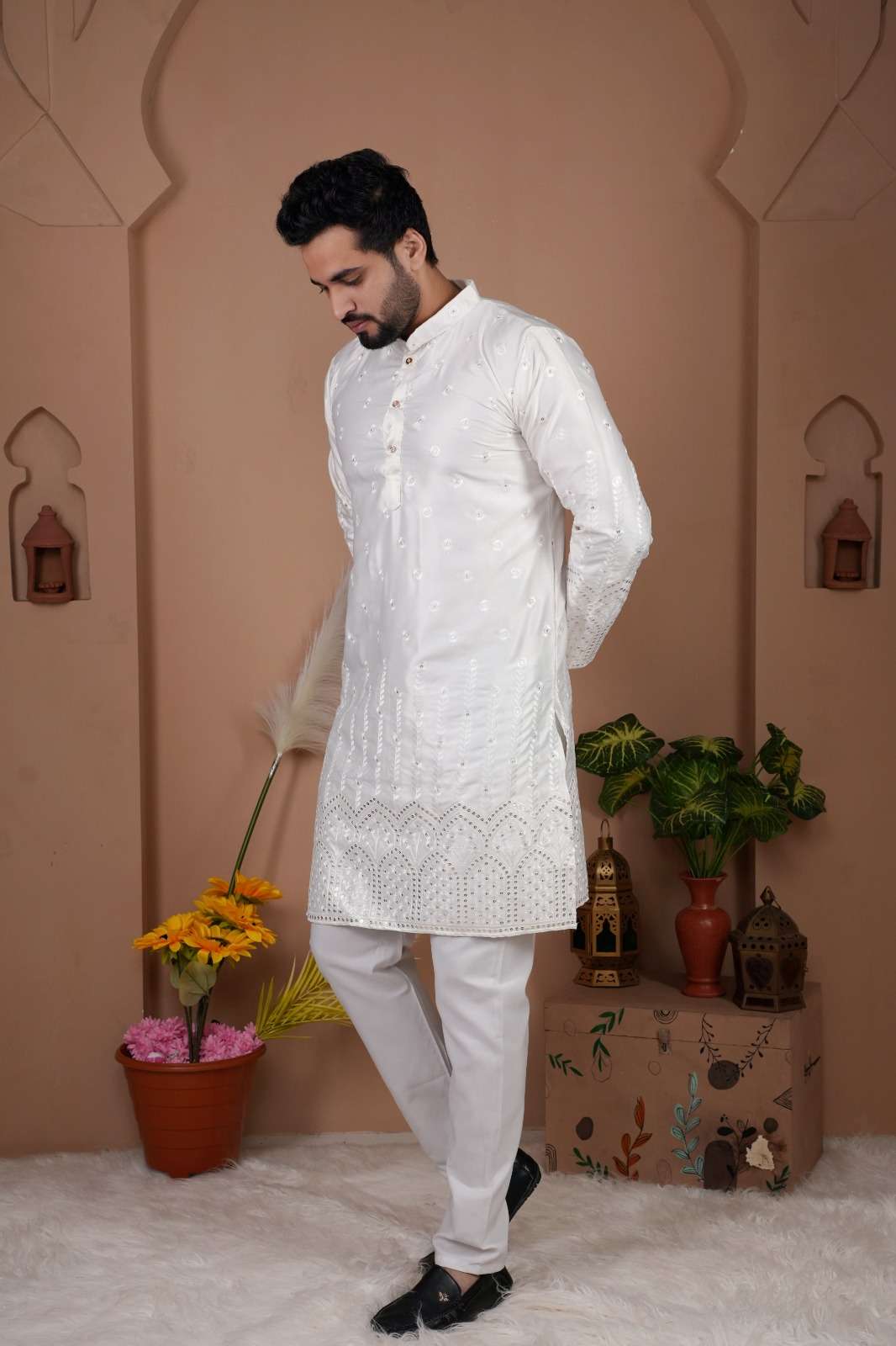 MENS WEAR-1 BY TEXOFAB IN GADWAL SILK WITH HEAVY EMBROIDERY SEQUENCE WORK & PAYJAMA 