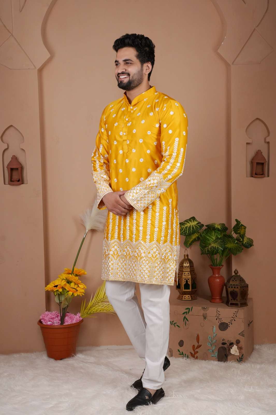 MENS WEAR-1 BY TEXOFAB IN GADWAL SILK WITH HEAVY EMBROIDERY SEQUENCE WORK & PAYJAMA 