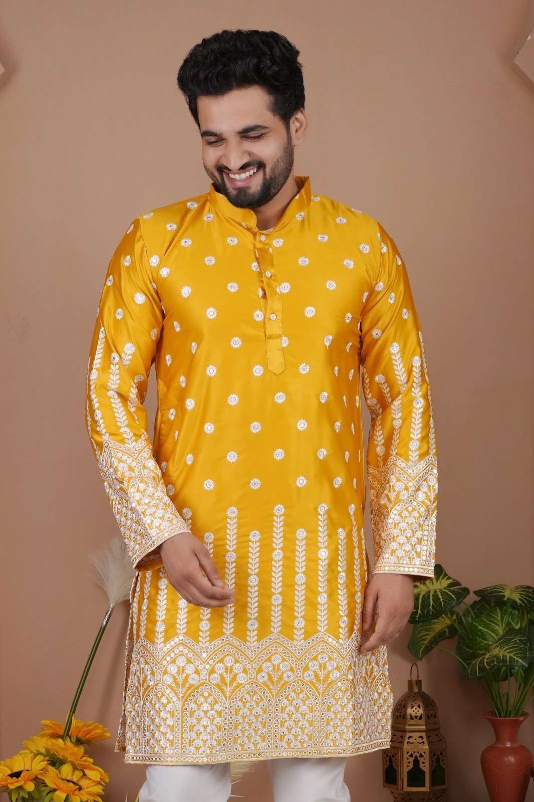 MENS WEAR-1 BY TEXOFAB IN GADWAL SILK WITH HEAVY EMBROIDERY SEQUENCE WORK & PAYJAMA 