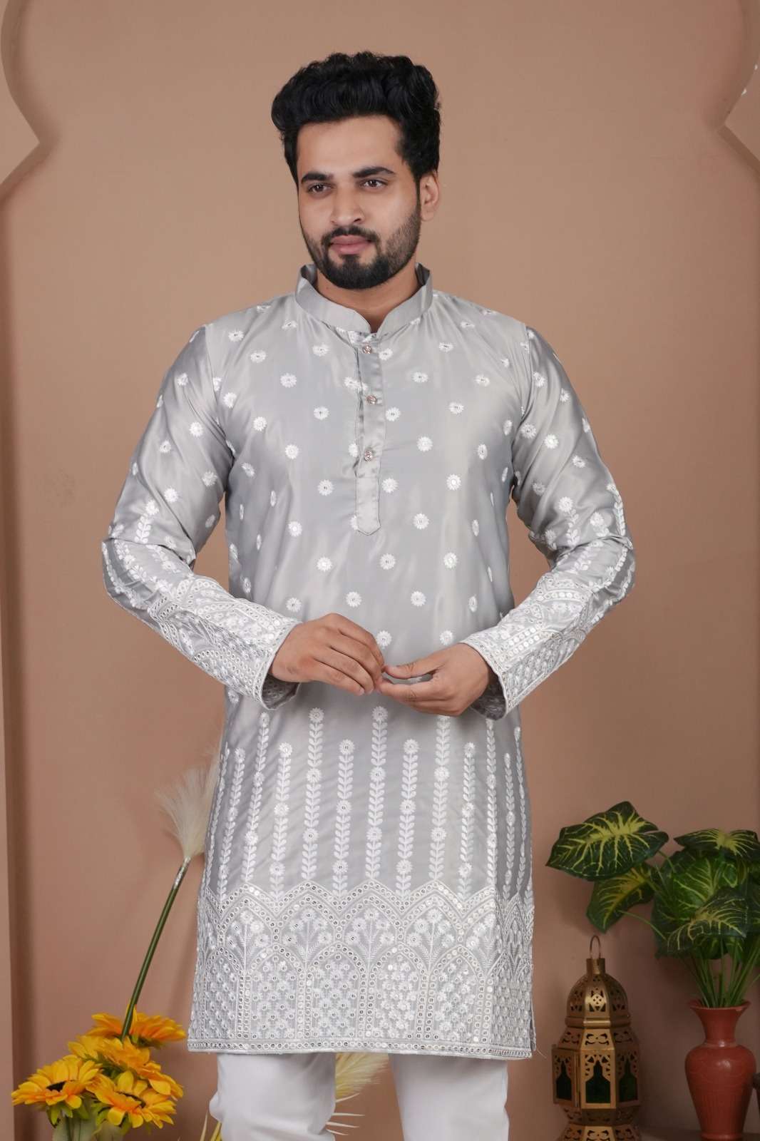 MENS WEAR-1 BY TEXOFAB IN GADWAL SILK WITH HEAVY EMBROIDERY SEQUENCE WORK & PAYJAMA 