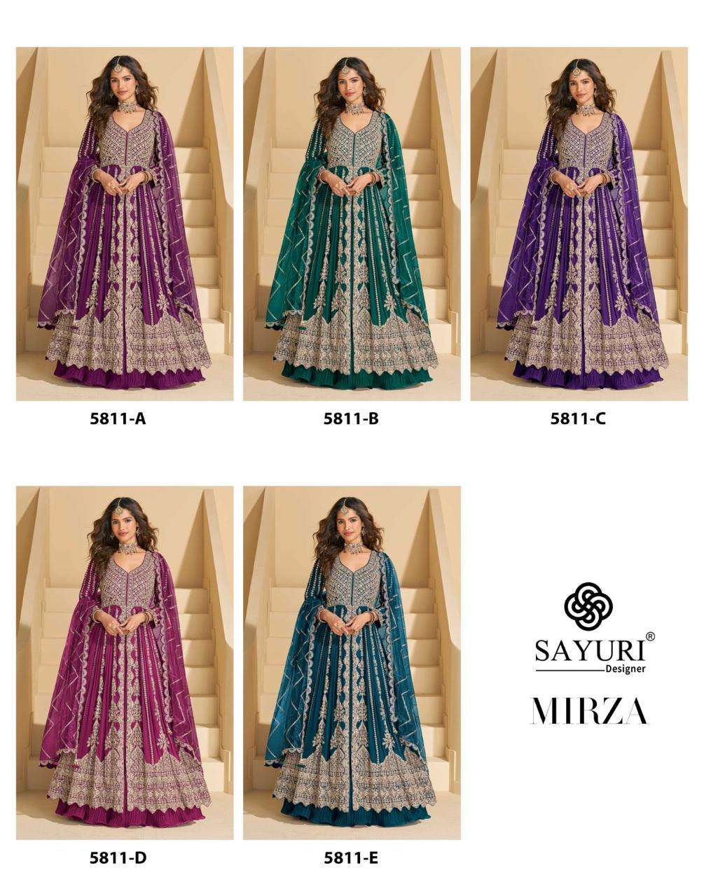 MIRZA BY SAYURI DESIGNER IN PREMIUM REAL CHINON SILK WITH FRONT AND BACK EMBROIDERED 