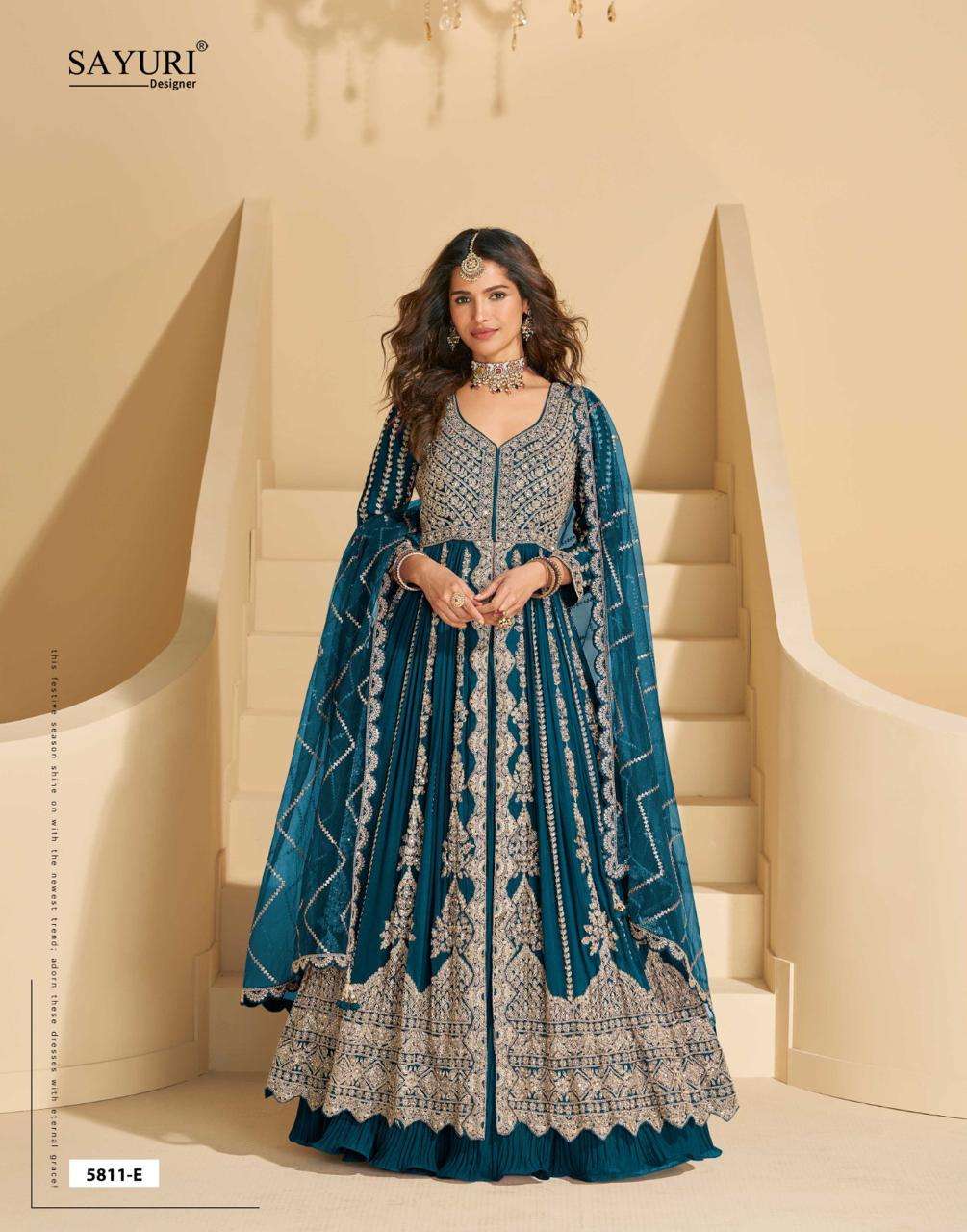 MIRZA BY SAYURI DESIGNER IN PREMIUM REAL CHINON SILK WITH FRONT AND BACK EMBROIDERED 