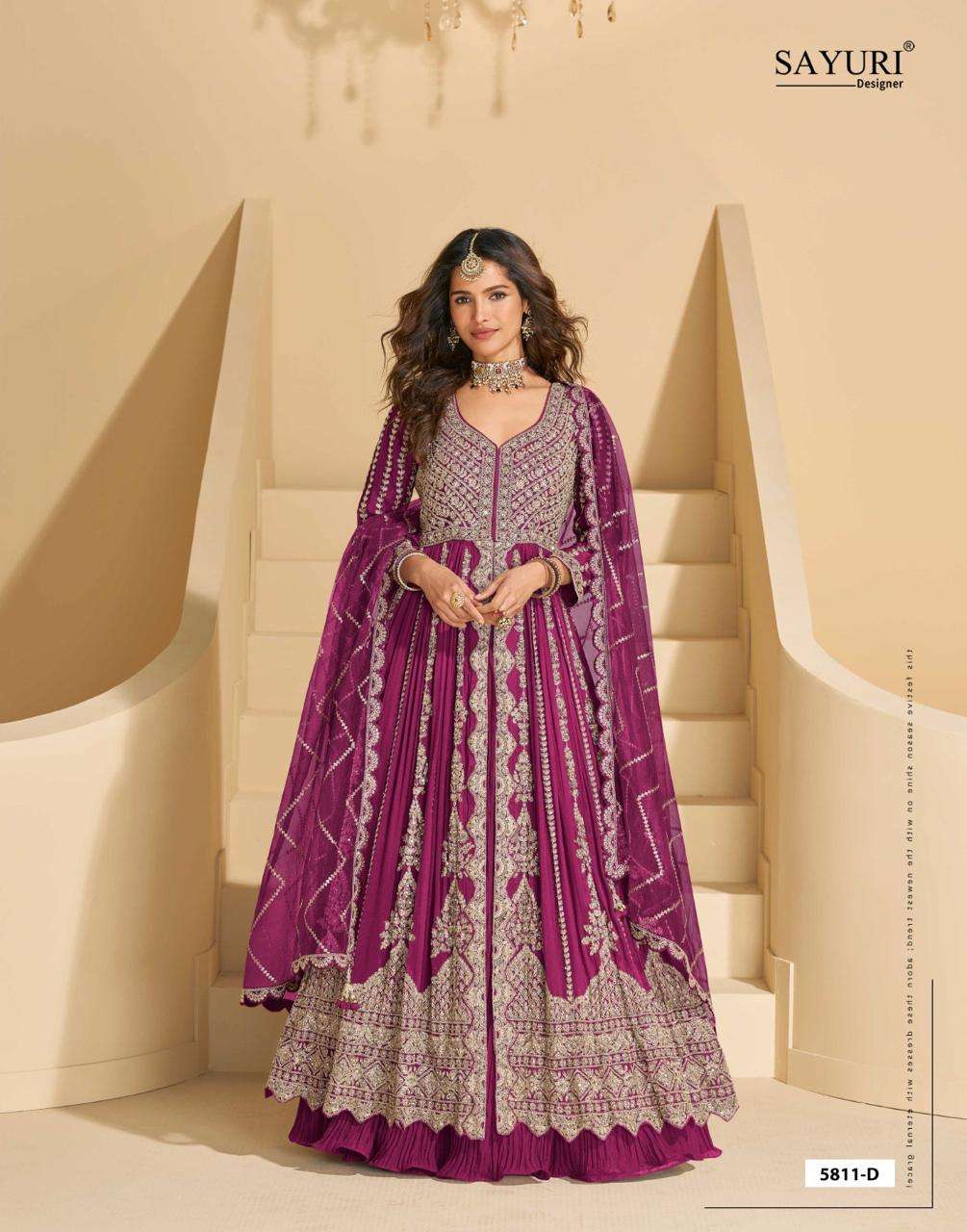 MIRZA BY SAYURI DESIGNER IN PREMIUM REAL CHINON SILK WITH FRONT AND BACK EMBROIDERED 