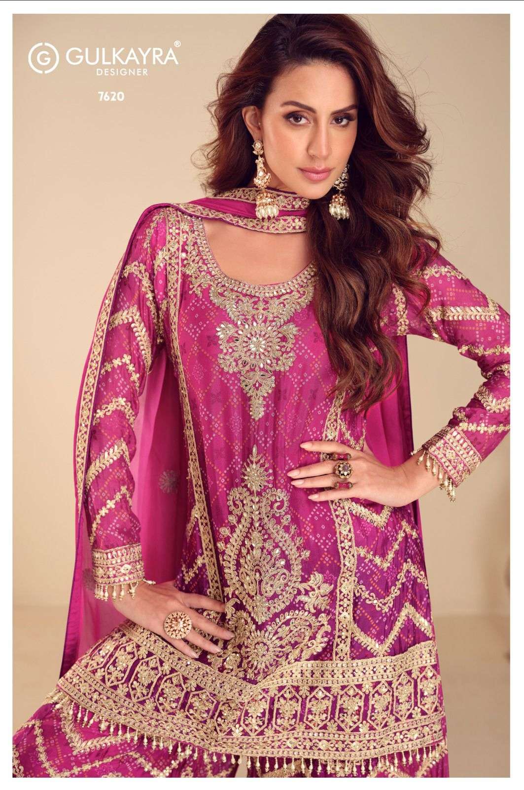 MISBAH BY GULKAYRA DESIGNER IN REAL CHINON DIGITAL PRINT WITH HEAVY EMBROIDERY WORK 