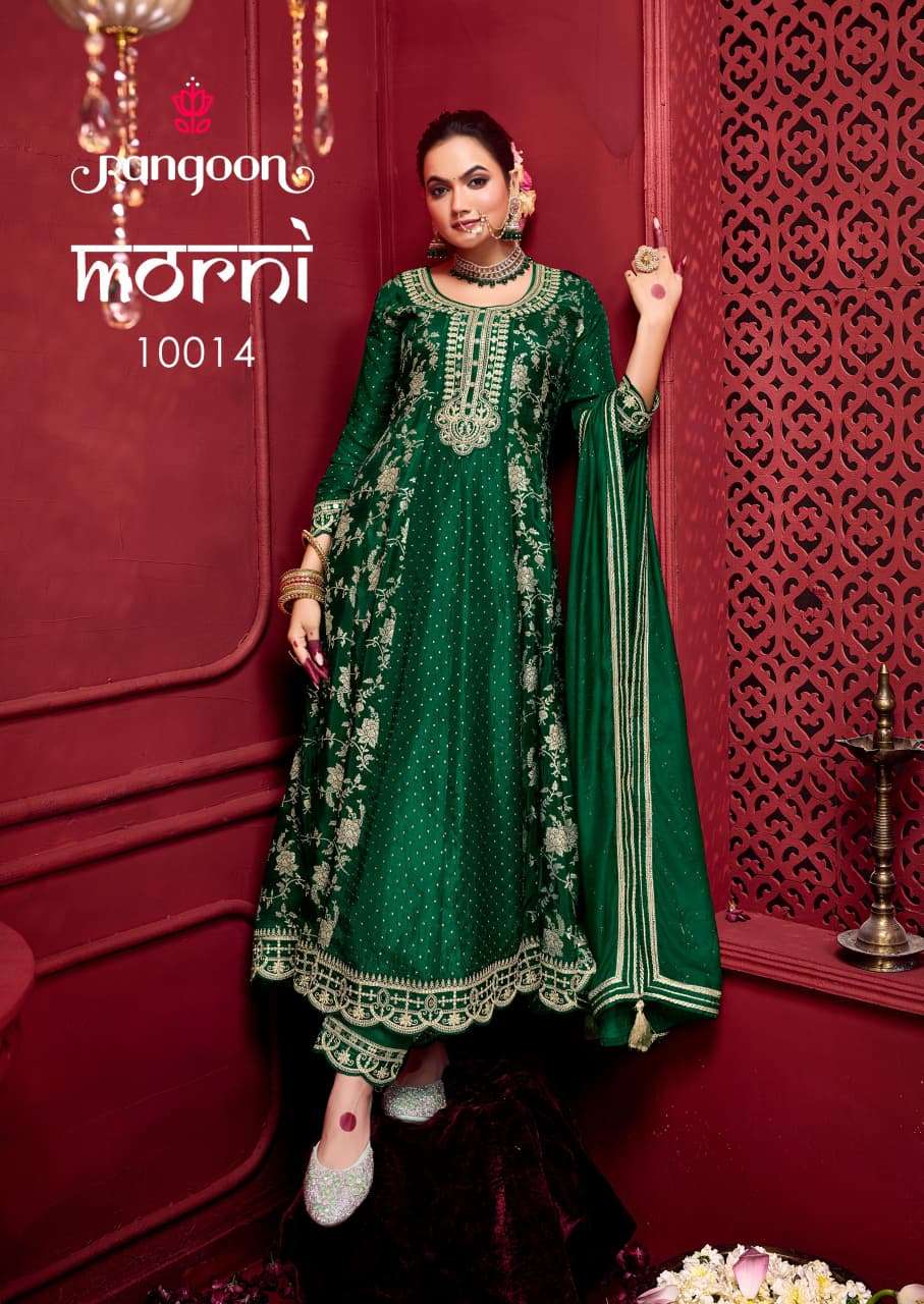 MORNI BY RANGOON IN PURE RUSSIAN JACQUARD WITH FANCY WORK ANARKALI STYLE 