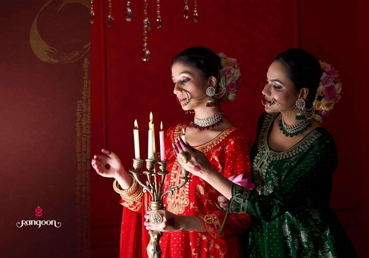 MORNI BY RANGOON IN PURE RUSSIAN JACQUARD WITH FANCY WORK ANARKALI STYLE 