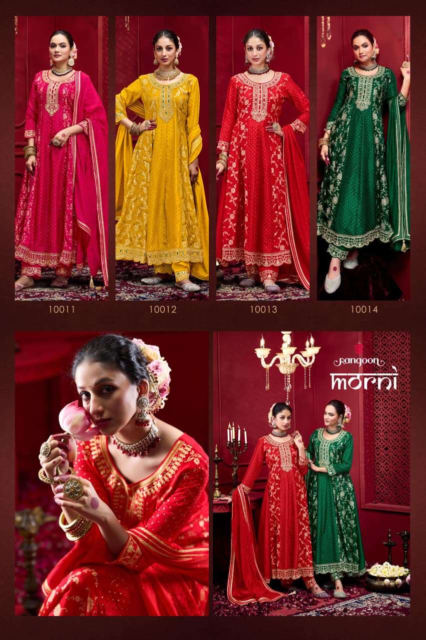 MORNI BY RANGOON IN PURE RUSSIAN JACQUARD WITH FANCY WORK ANARKALI STYLE 