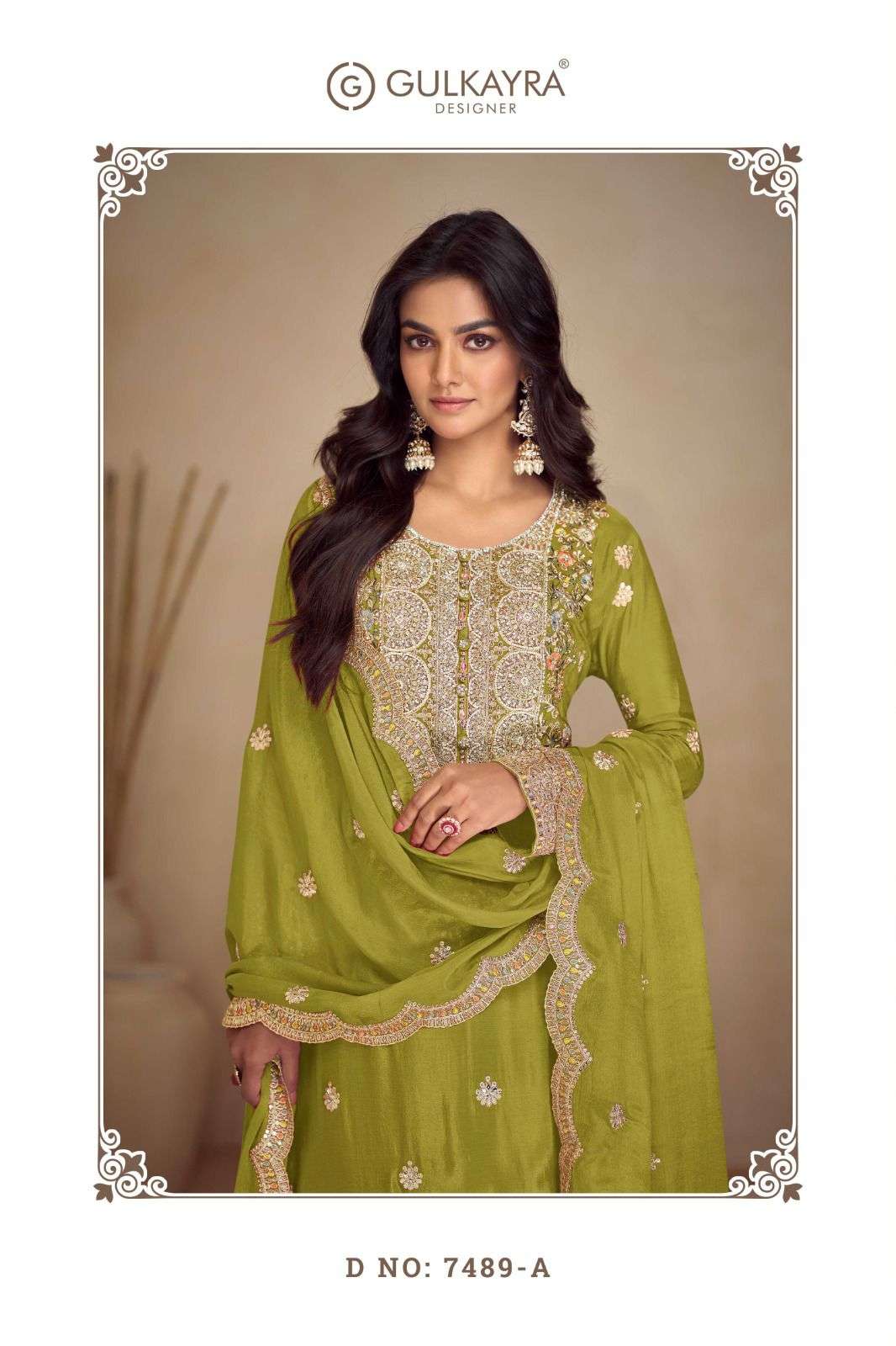 NAVYA BY GULKAYRA DESIGNER IN REAL CHINON WITH EMBROIDERY AND HAND WORK 