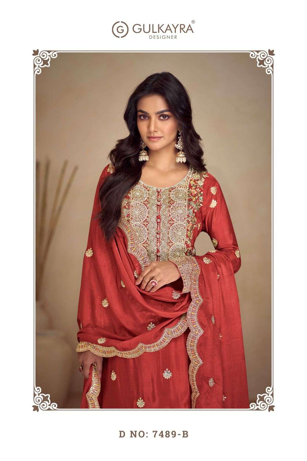 NAVYA BY GULKAYRA DESIGNER IN REAL CHINON WITH EMBROIDERY AND HAND WORK 