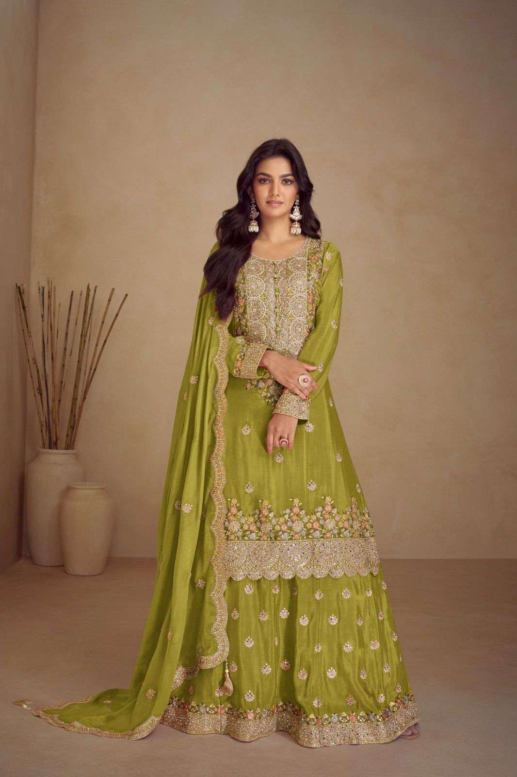 NAVYA BY GULKAYRA DESIGNER IN REAL CHINON WITH EMBROIDERY AND HAND WORK 