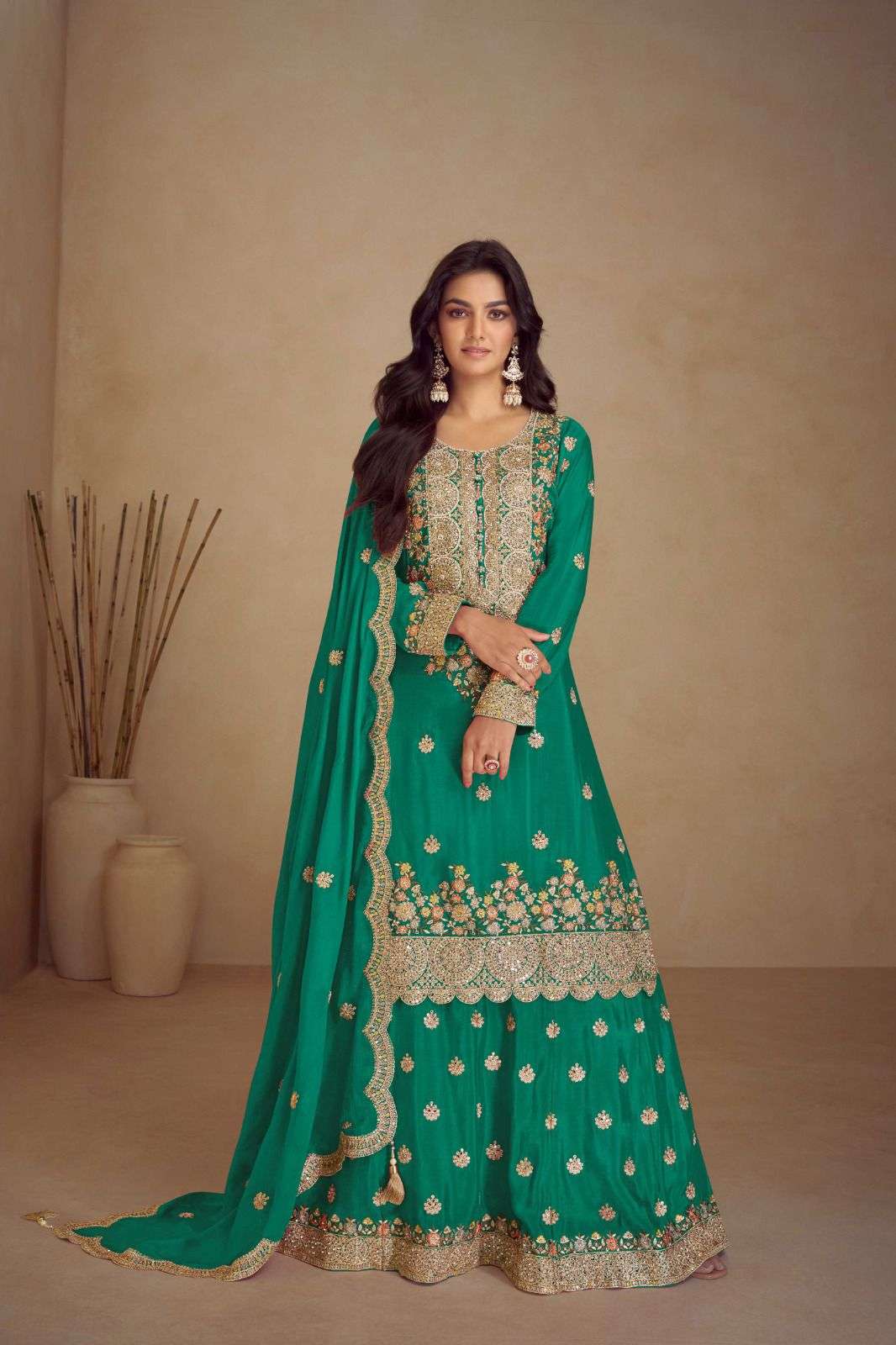 NAVYA BY GULKAYRA DESIGNER IN REAL CHINON WITH EMBROIDERY AND HAND WORK 