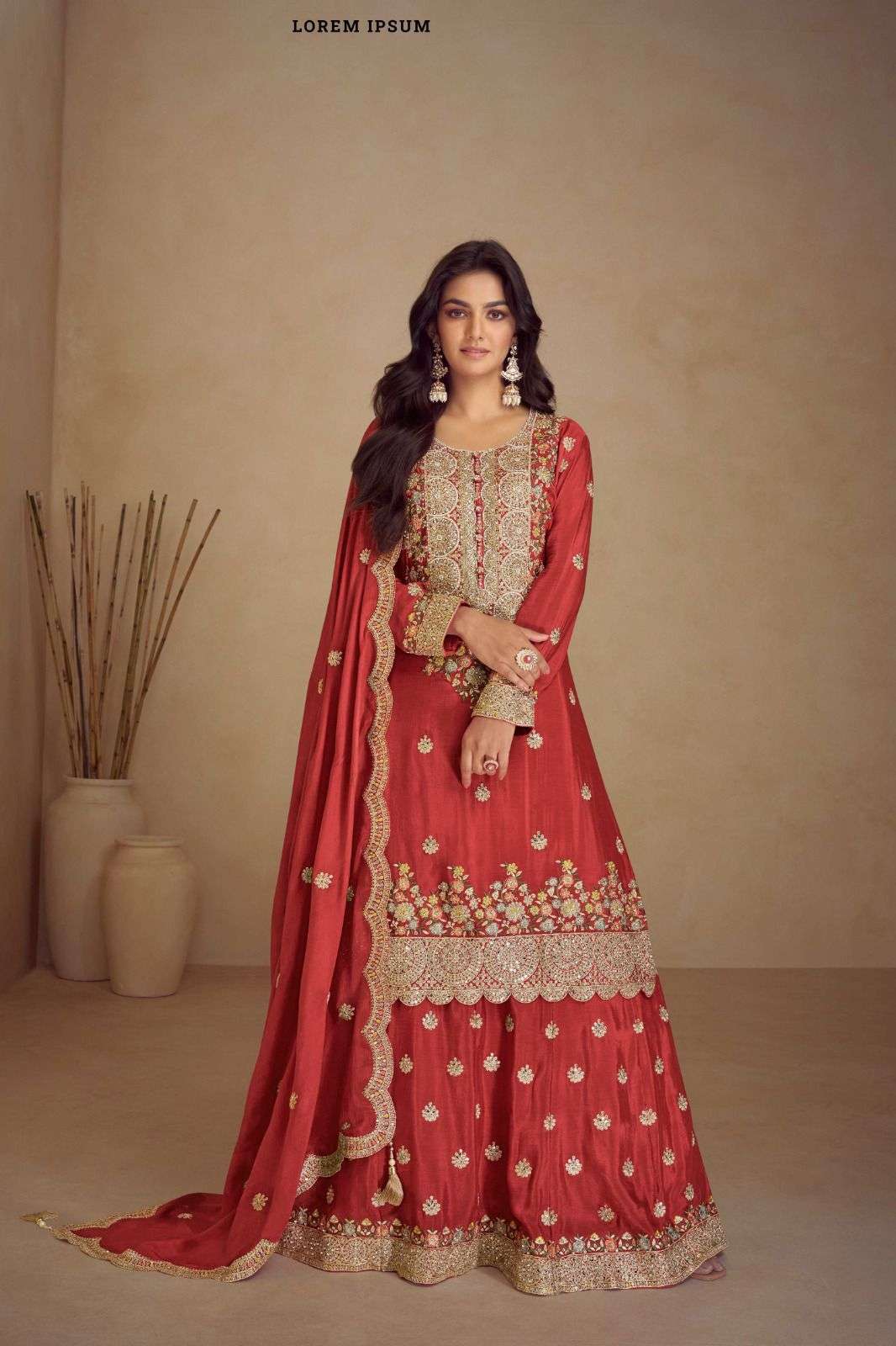 NAVYA BY GULKAYRA DESIGNER IN REAL CHINON WITH EMBROIDERY AND HAND WORK 