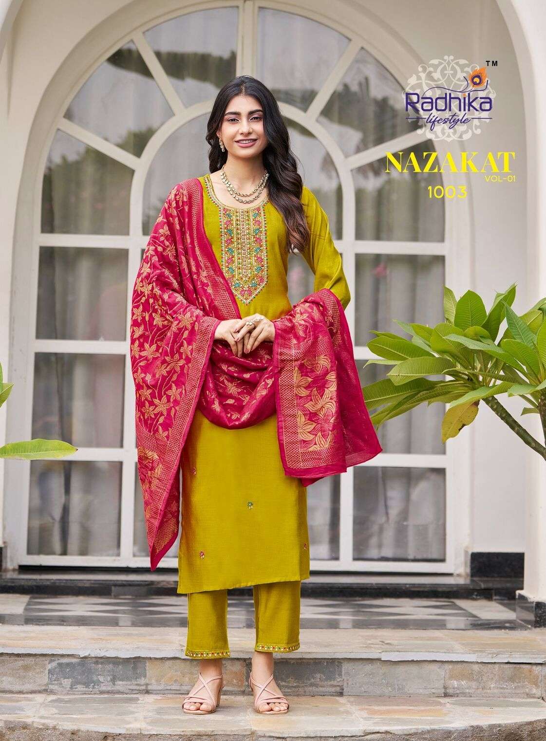 NAZAKAT VOL-1 BY RADHIKA LIFESTYLE IN VATICAN SILK KURTI PANT WITH JACQUARD DUPATTA 
