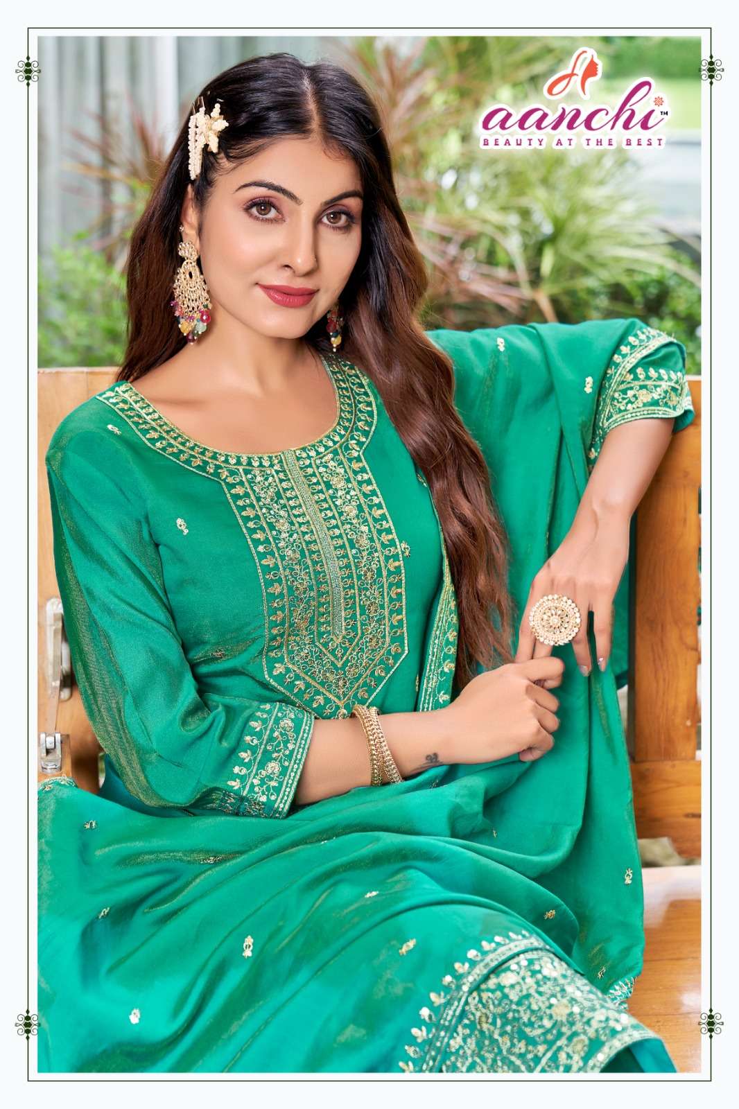 NEXA BY AANCHI IN ROMAN SHIMMER WITH FANCY DUPATTA WORK STRAIGHT CONCEPT 