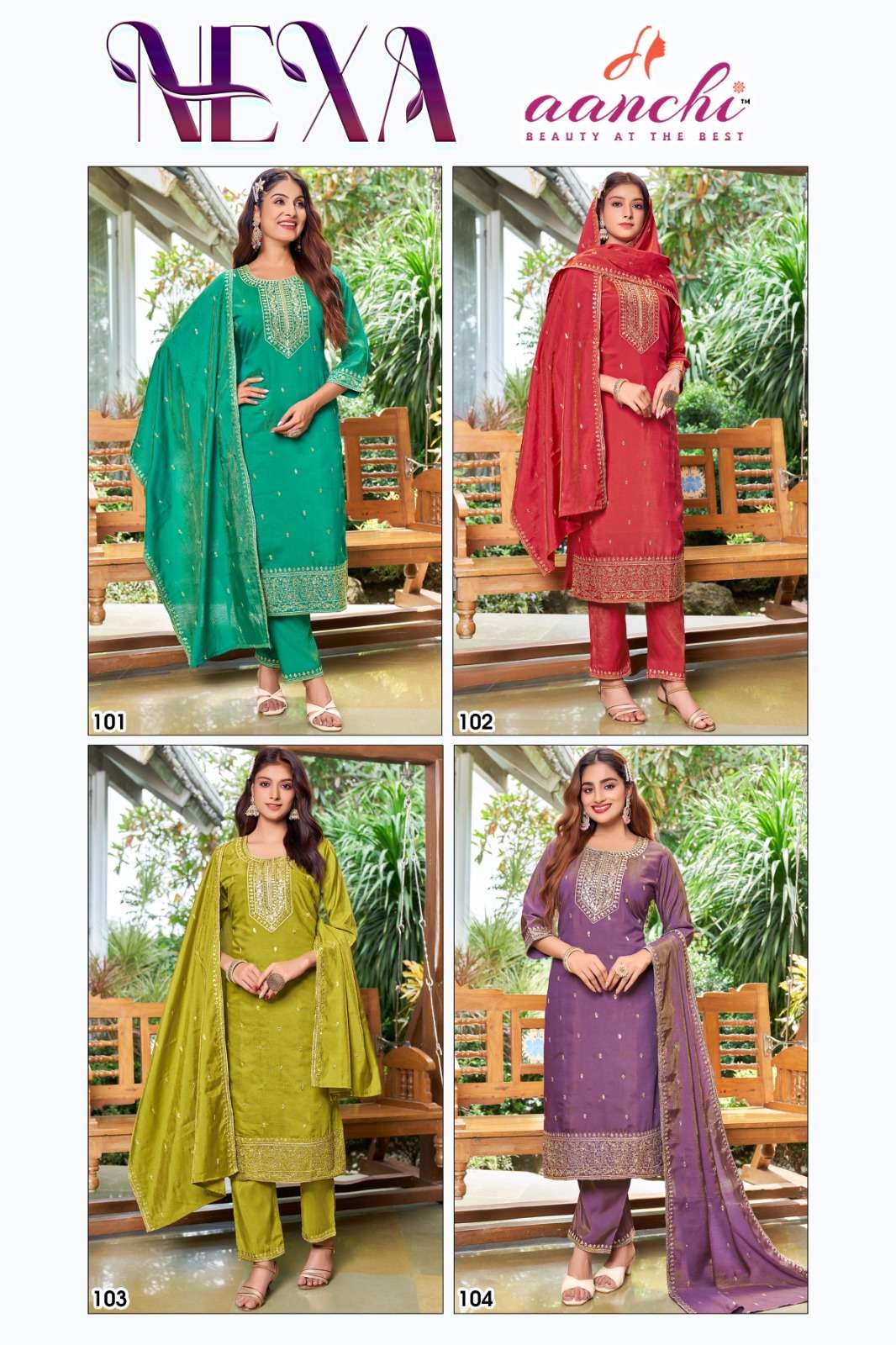 NEXA BY AANCHI IN ROMAN SHIMMER WITH FANCY DUPATTA WORK STRAIGHT CONCEPT 