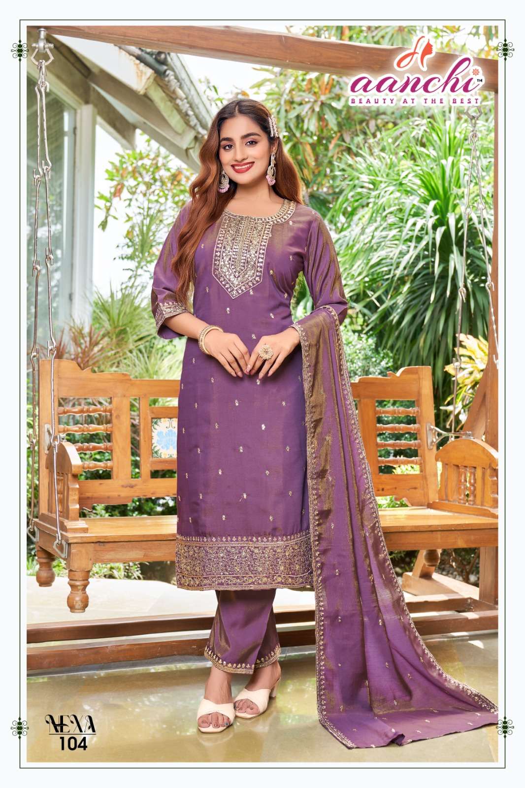 NEXA BY AANCHI IN ROMAN SHIMMER WITH FANCY DUPATTA WORK STRAIGHT CONCEPT 