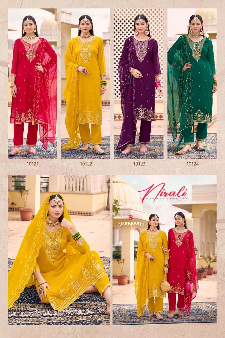 NIRALI BY RANGOON IN CHIFFON WITH FANCY WORK AND FULL INNER 