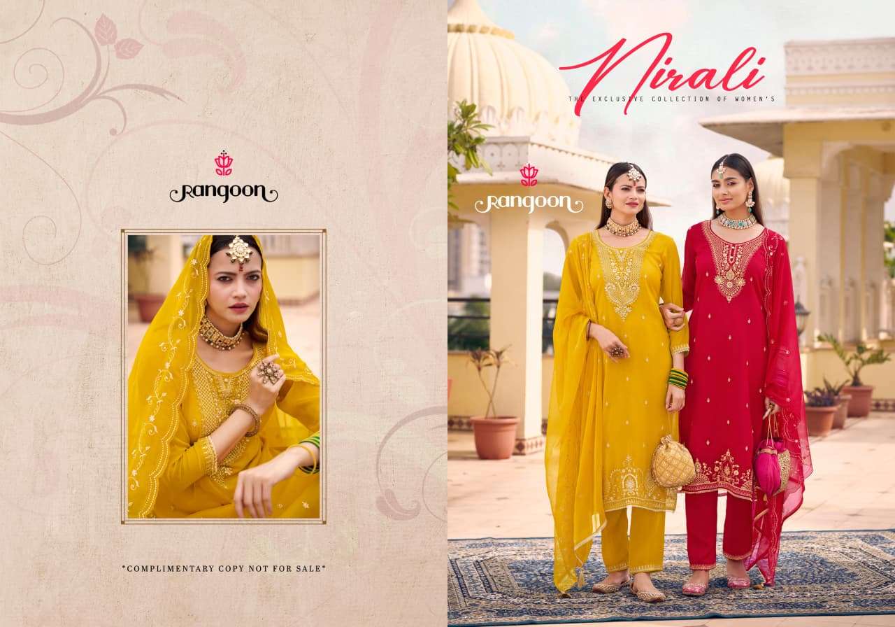 NIRALI BY RANGOON IN CHIFFON WITH FANCY WORK AND FULL INNER 