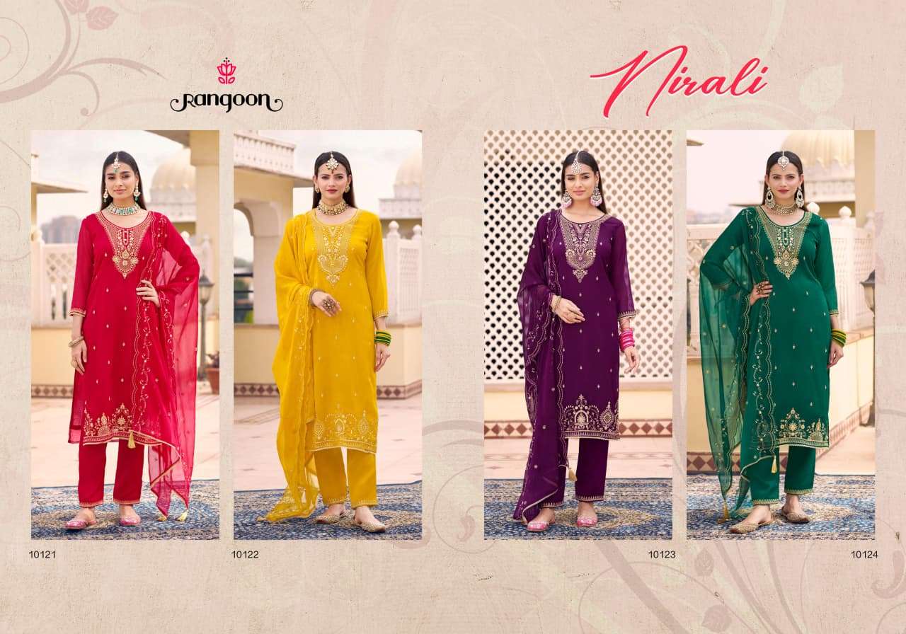 NIRALI BY RANGOON IN CHIFFON WITH FANCY WORK AND FULL INNER 