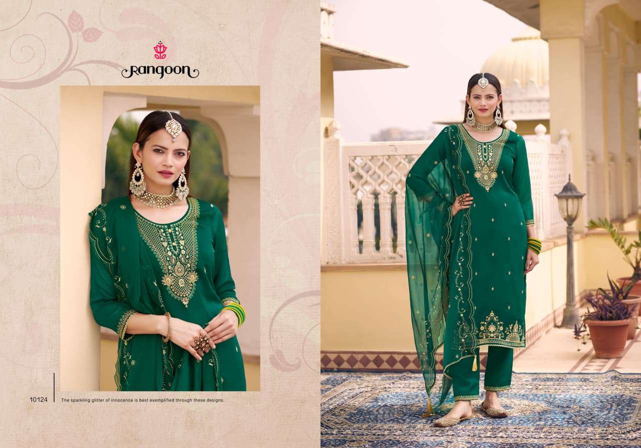 NIRALI BY RANGOON IN CHIFFON WITH FANCY WORK AND FULL INNER 