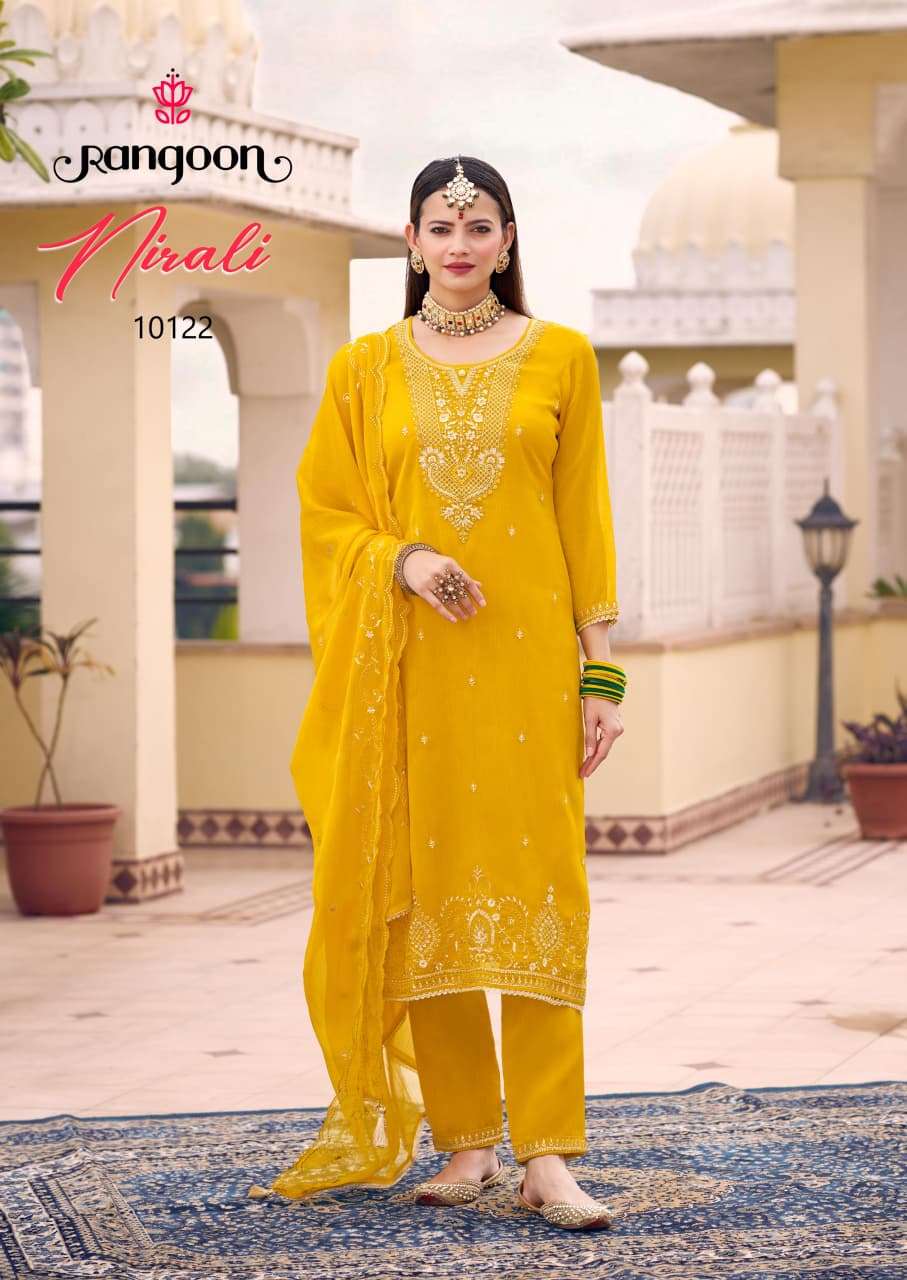 NIRALI BY RANGOON IN CHIFFON WITH FANCY WORK AND FULL INNER 