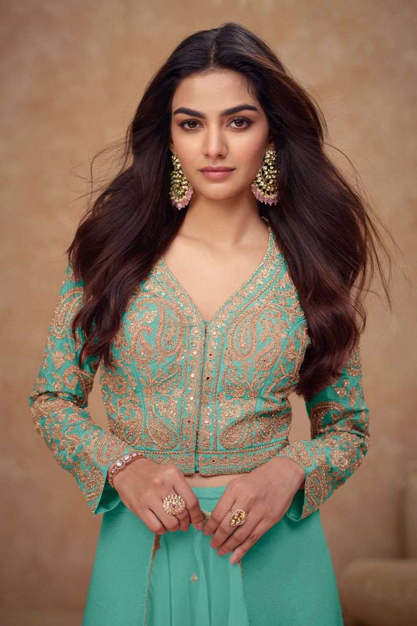 NOOR BY GULKAYRA DESIGNER IN REAL SIMAR SILK WITH EMBROIDERY & HANDWORK OMLY 