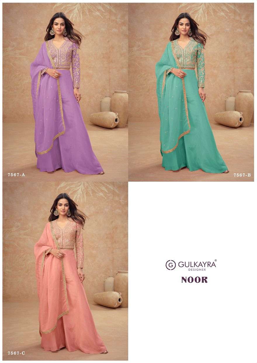 NOOR BY GULKAYRA DESIGNER IN REAL SIMAR SILK WITH EMBROIDERY & HANDWORK OMLY 