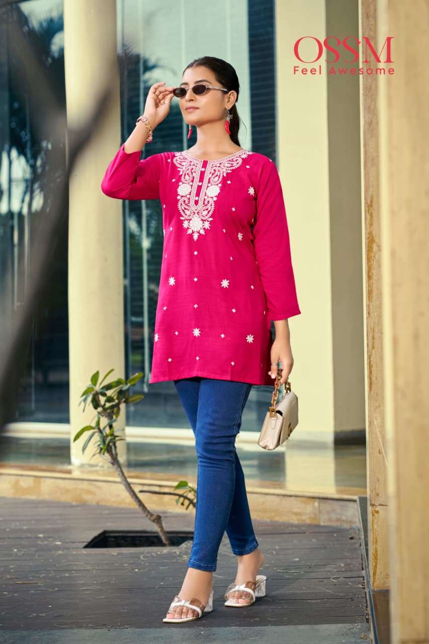 NORA VOL-7 BY OSSM IN HEAVY RAYON SLUB 16KG  FANCY SHORT TOPS WITH EMBROIDERY