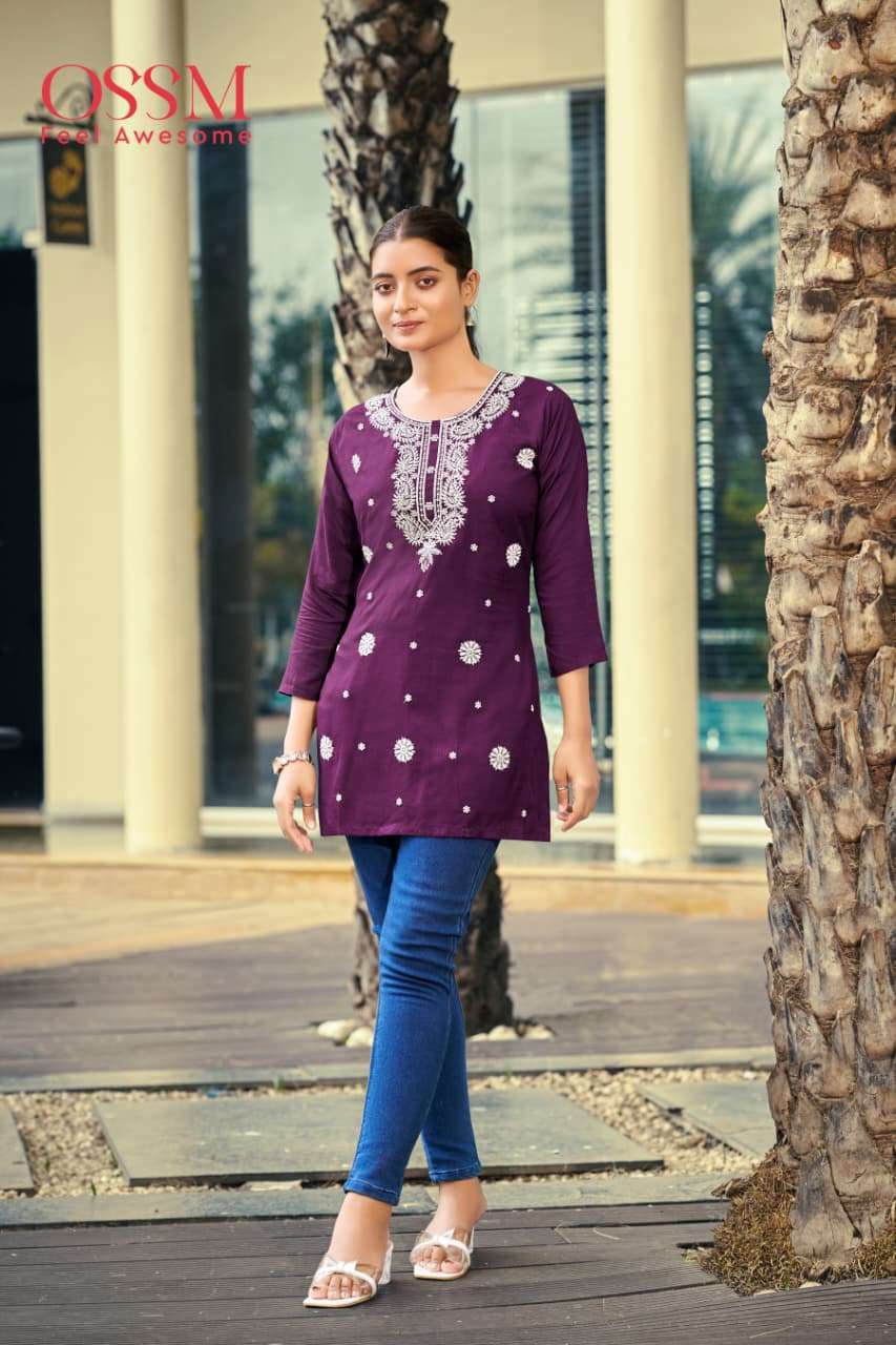 NORA VOL-7 BY OSSM IN HEAVY RAYON SLUB 16KG  FANCY SHORT TOPS WITH EMBROIDERY