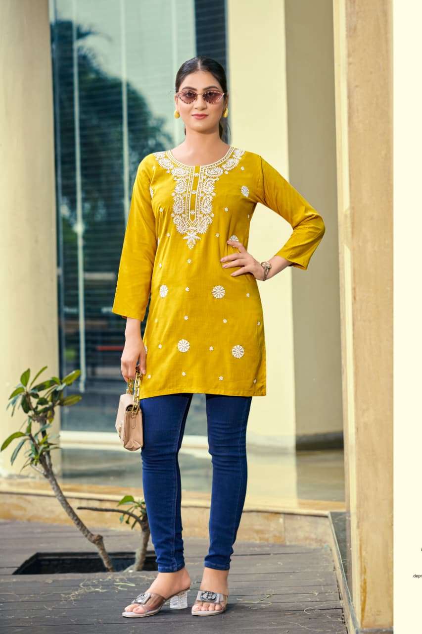 NORA VOL-7 BY OSSM IN HEAVY RAYON SLUB 16KG  FANCY SHORT TOPS WITH EMBROIDERY