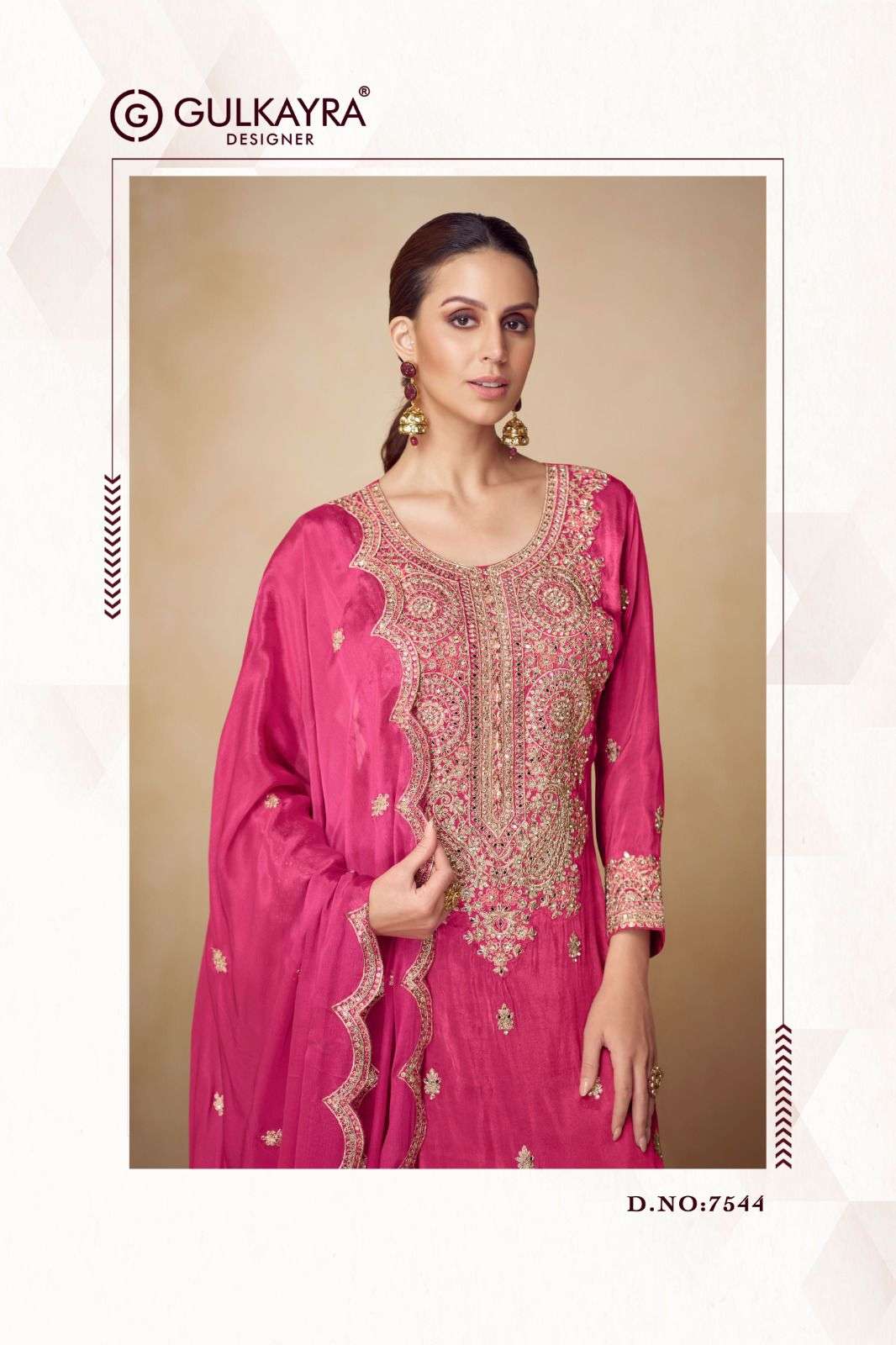PAHAL BY GULKAYRA DESIGNER IN REAL CHINON SILK WITH EMBROIDERY WORK 