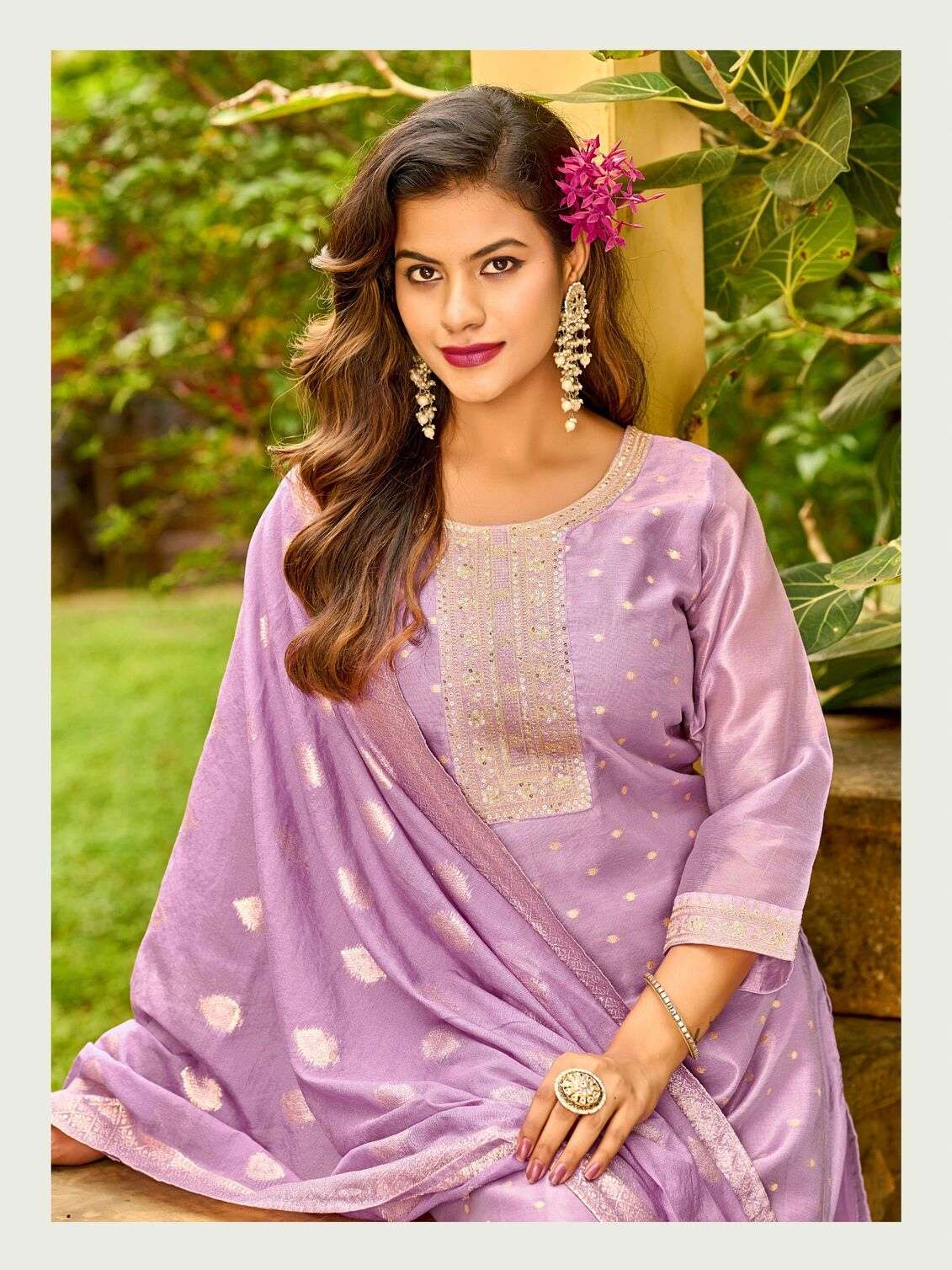 PALAK BY AANCHI IN PURE TISSUE BUTTI WITH FANCY JACQUARD DUPATTA STRAIGHT CONCEPT 