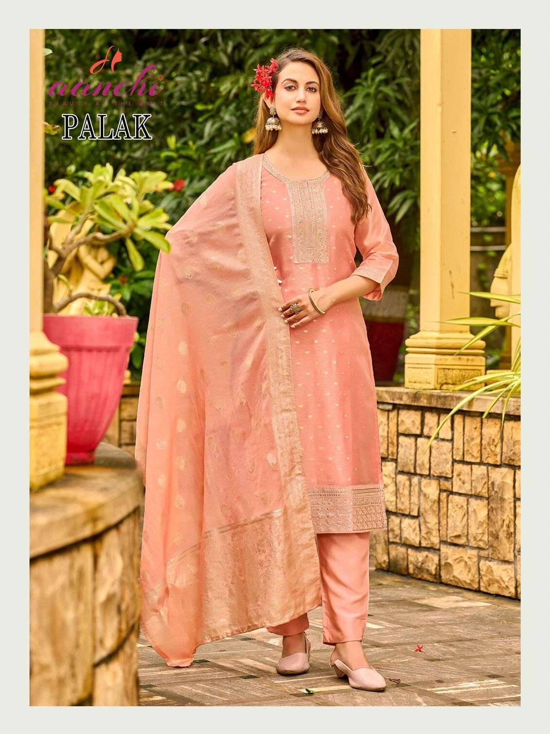 PALAK BY AANCHI IN PURE TISSUE BUTTI WITH FANCY JACQUARD DUPATTA STRAIGHT CONCEPT 