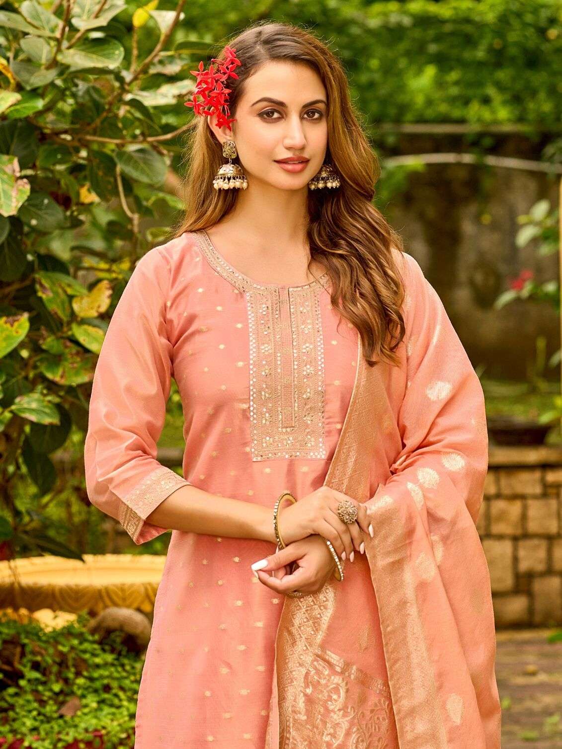 PALAK BY AANCHI IN PURE TISSUE BUTTI WITH FANCY JACQUARD DUPATTA STRAIGHT CONCEPT 