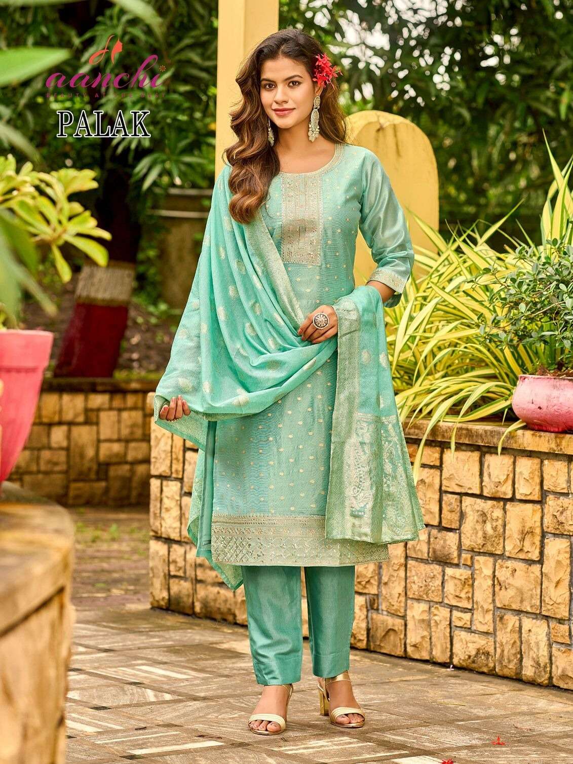 PALAK BY AANCHI IN PURE TISSUE BUTTI WITH FANCY JACQUARD DUPATTA STRAIGHT CONCEPT 