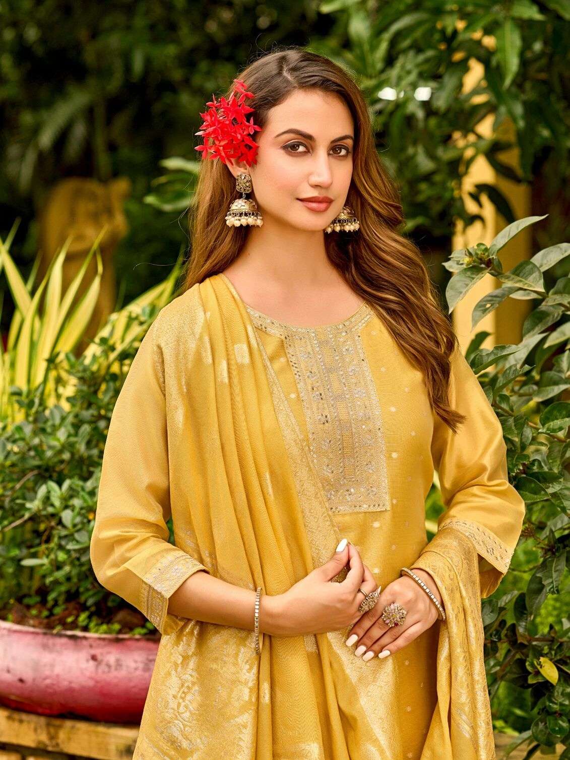 PALAK BY AANCHI IN PURE TISSUE BUTTI WITH FANCY JACQUARD DUPATTA STRAIGHT CONCEPT 