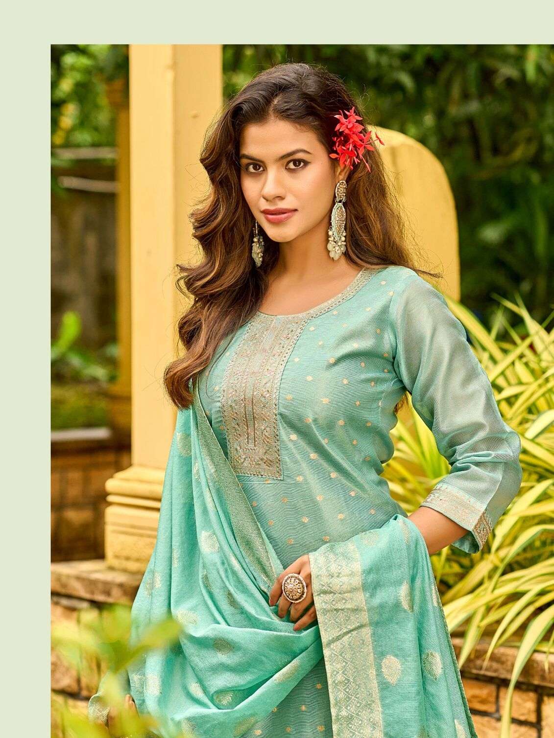 PALAK BY AANCHI IN PURE TISSUE BUTTI WITH FANCY JACQUARD DUPATTA STRAIGHT CONCEPT 