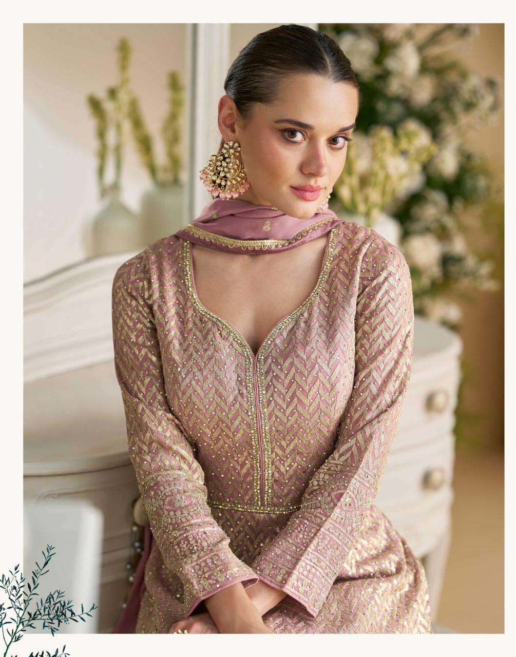 PARAMPARA BY SAYURI DESIGNER IN REAL PREMIUM GEROGETTE FULL HEAVY LOOK EMBROIDERED WORK 