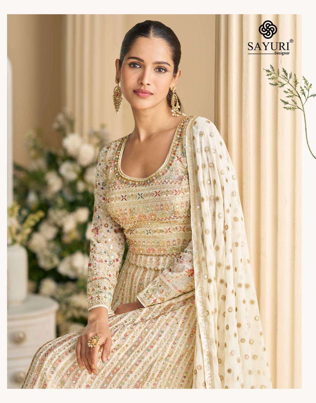 PARAMPARA BY SAYURI DESIGNER IN REAL PREMIUM GEROGETTE FULL HEAVY LOOK EMBROIDERED WORK 