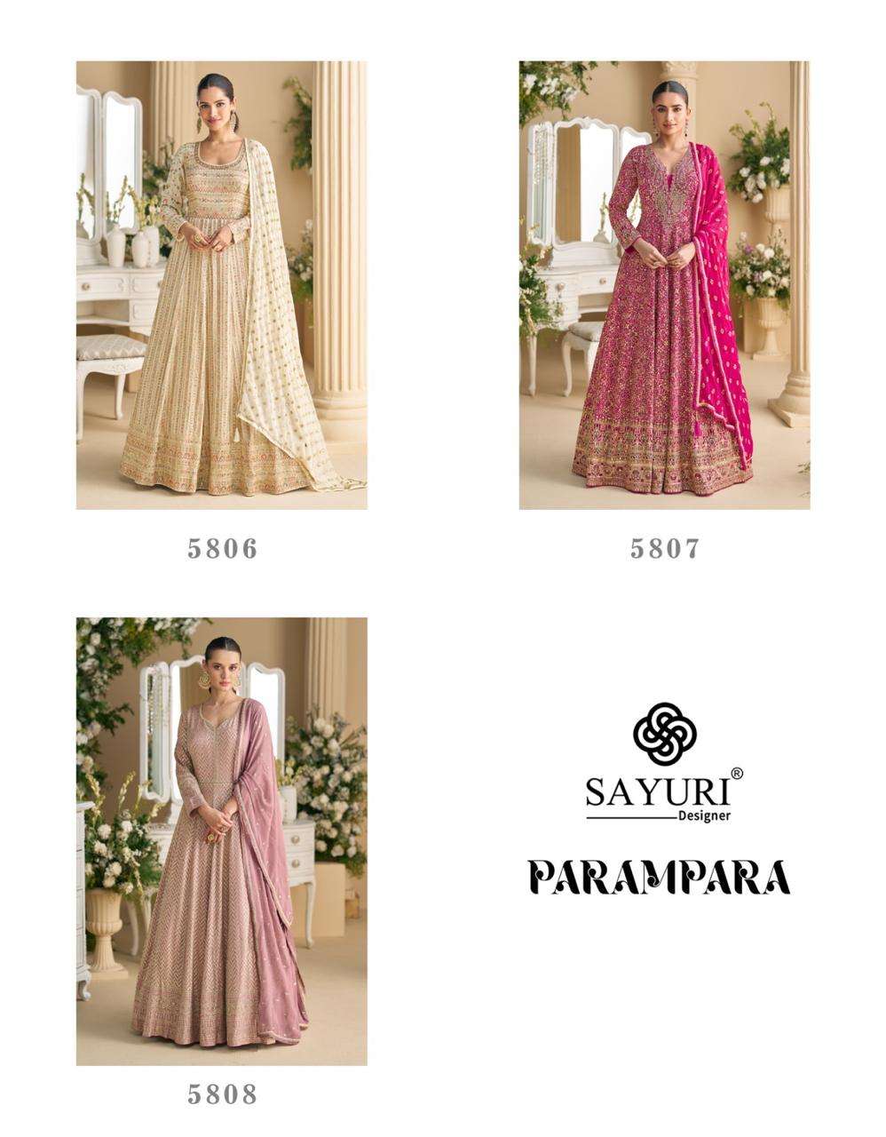 PARAMPARA BY SAYURI DESIGNER IN REAL PREMIUM GEROGETTE FULL HEAVY LOOK EMBROIDERED WORK 