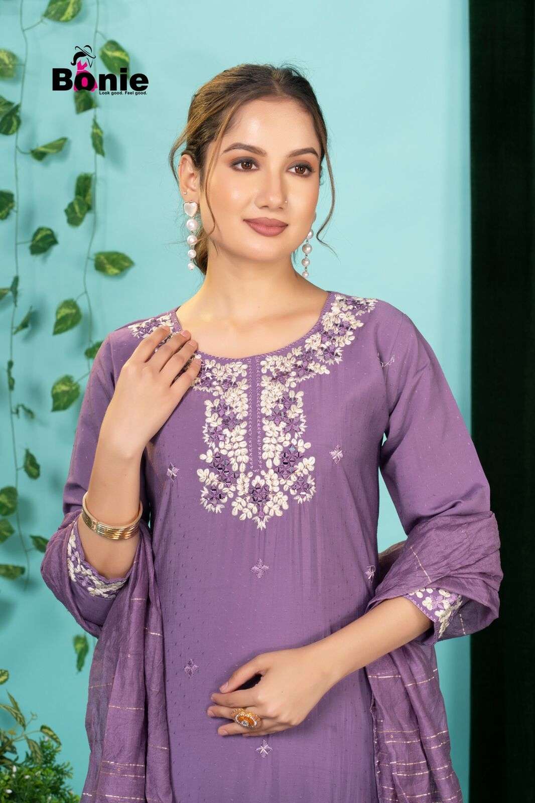 PAVITRA VOL-3 BY BONIE IN PV FANCY FABRIC WITH EMBROIDERY WORK KURTI PANT WITH DUPATTA 