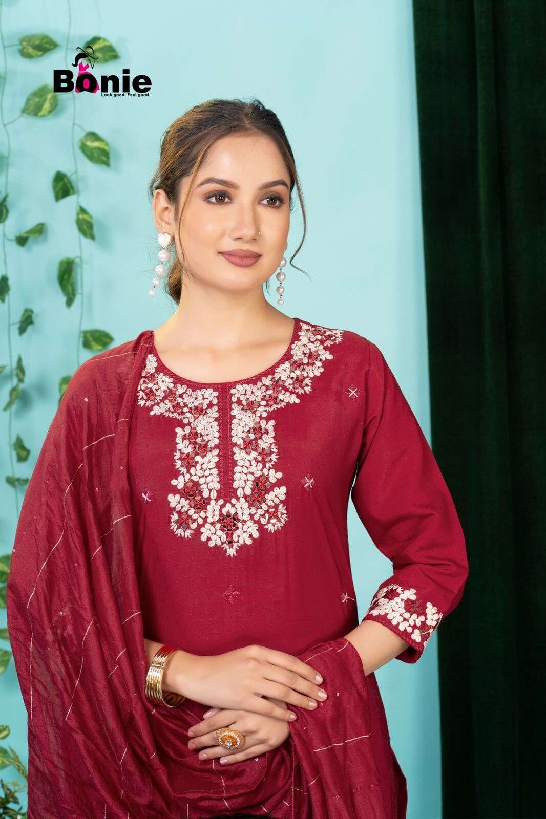 PAVITRA VOL-3 BY BONIE IN PV FANCY FABRIC WITH EMBROIDERY WORK KURTI PANT WITH DUPATTA 